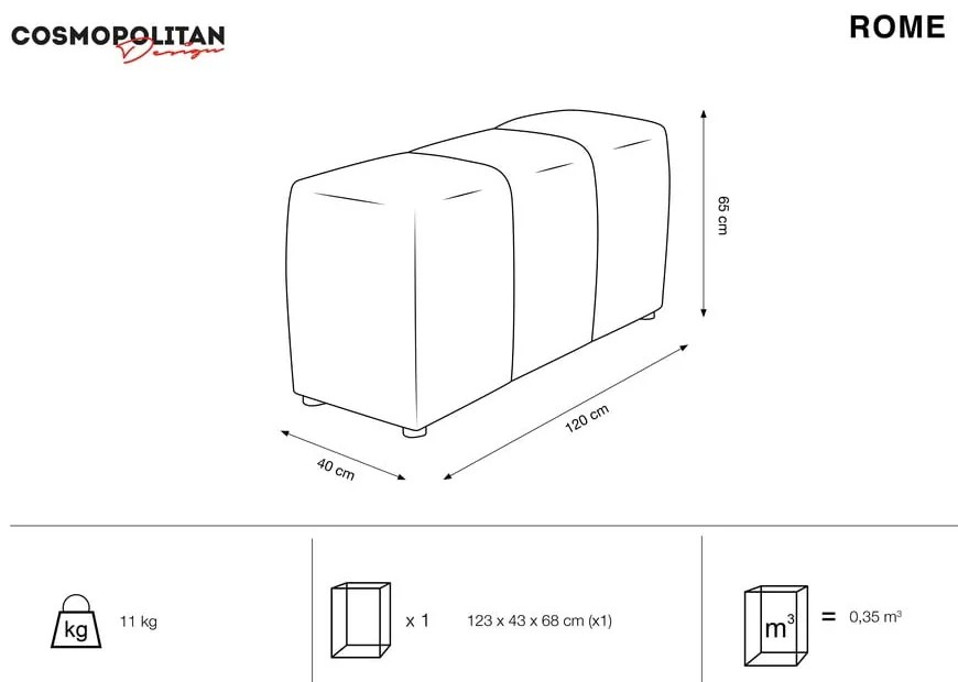 Szürke bársony karfa moduláris kanapéhoz Rome Velvet - Cosmopolitan Design