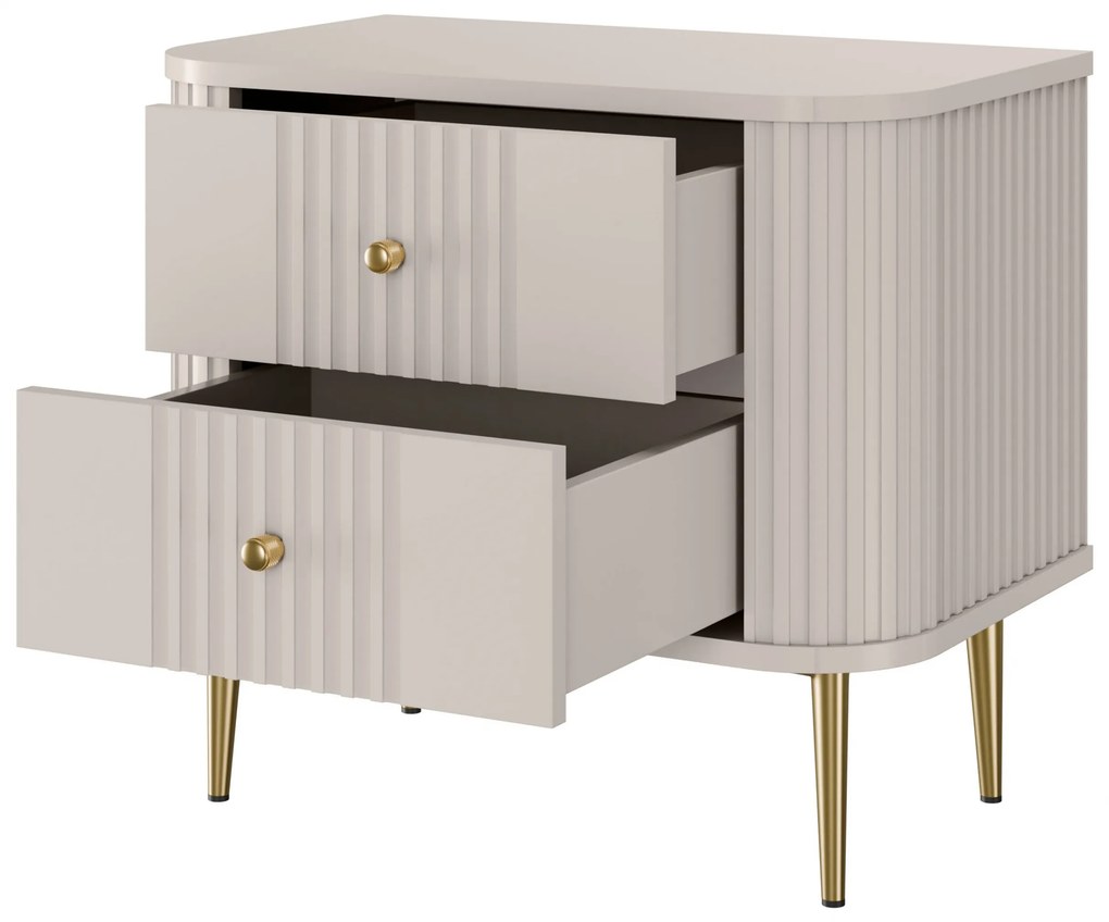 Vesper éjjeliszekrény szett 56 cm - kasmír / arany lábak