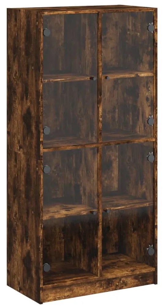 füstös tölgy színű magasszekrény ajtókkal 68x37x142 cm