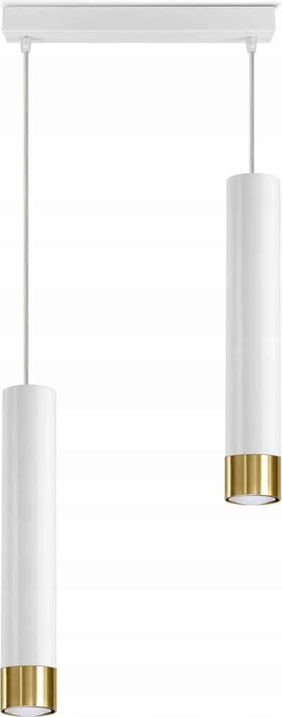 Függő lámpa Tubus Fém Fehér Arany Led GU10