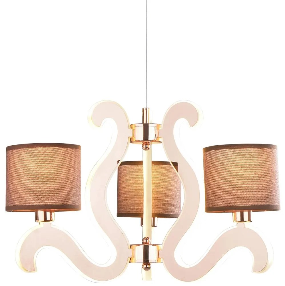 LED Csillár zsinóron AMBROSIA 3xE14/40W/230V + LED/18,4W réz