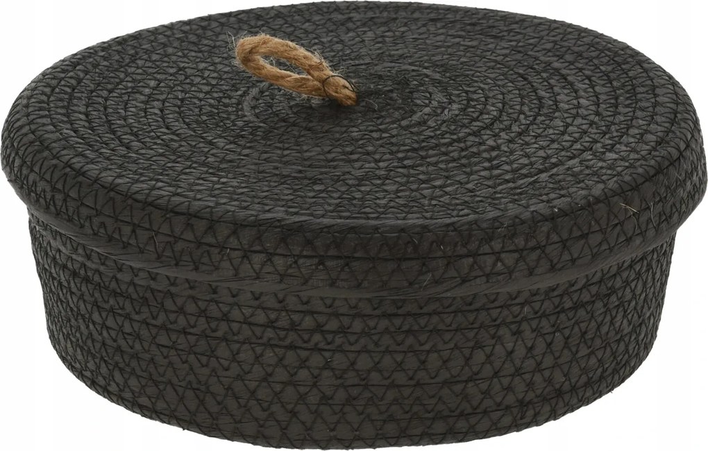BlackTwist M tárolókosár (21×8,5 cm) fekete, tetővel