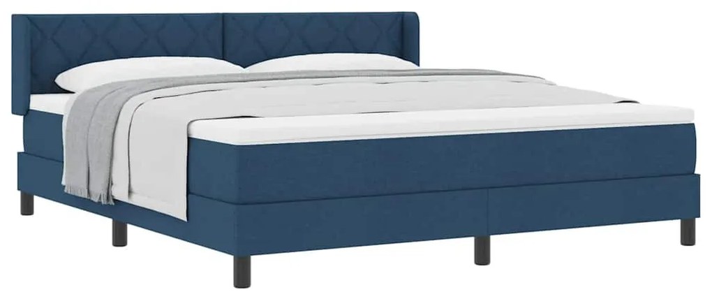 Boxspring ágy matraccal Kék 180 x 200 cm Szövet és Mérnöki Fa