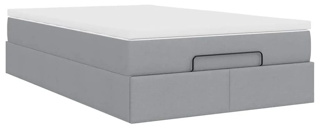Ottomán ágykeret matraccal világosszürke 120x190 cm szövet