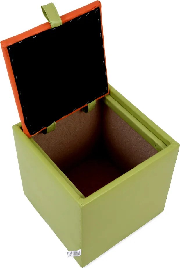 Box puff - műbőr, zöld/narancssárga - 21899/21895 R
