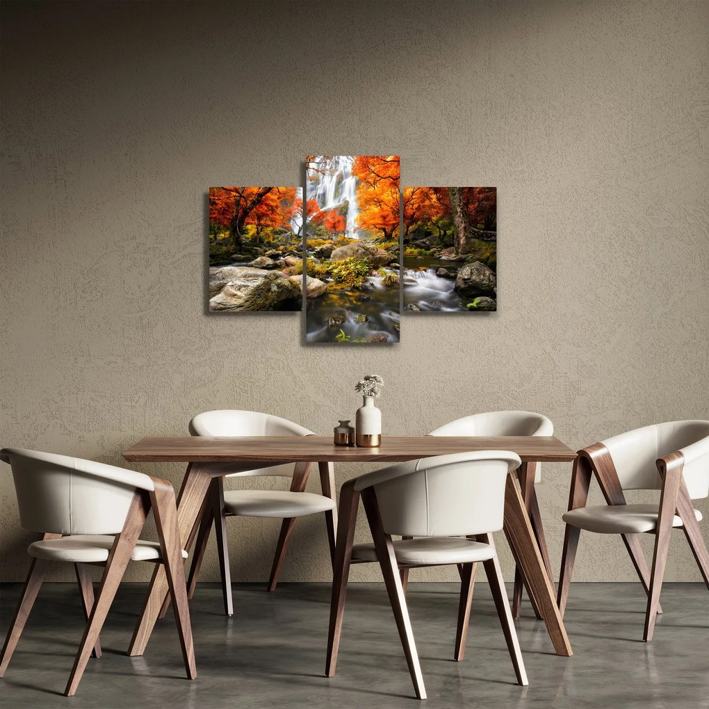 Kép - vízesések a narancssárga erdőben (90x60 cm)