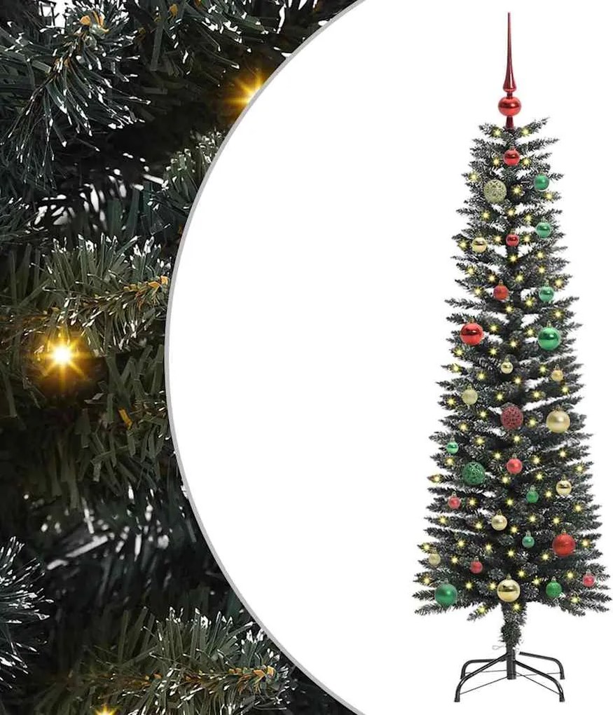vidaXL Mű karácsonyfa 150 LED-del Zöld 150 cm PVC és Műanyag és Acél