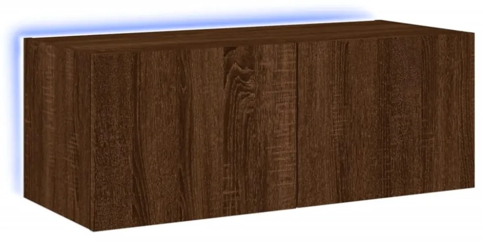 barna tölgyszínű fali TV-szekrény LED-del 80x35x31 cm
