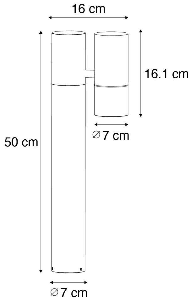 Kültéri lámpa fekete színben, földbe szúrható tüskével és kábeltömítéssel 50 cm IP44 - Solo Deluxe