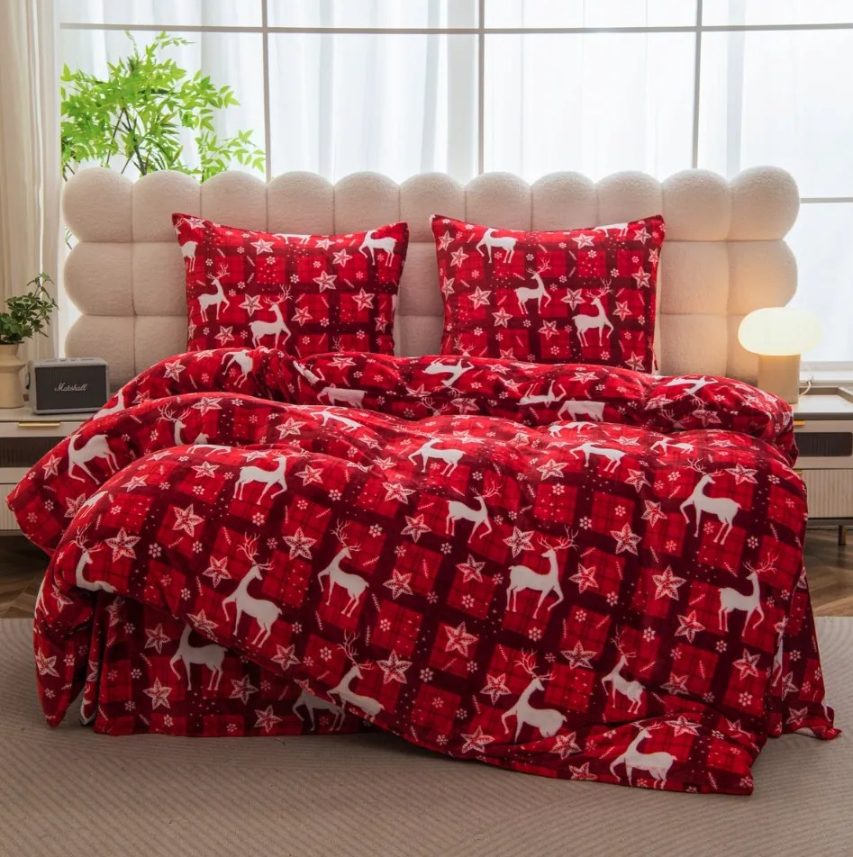 Mikroplüss ágyneműhuzat VELVET CHRISTMAS piros Ágyneműhuzat mérete: 70 x 90 cm | 140 x 200 cm