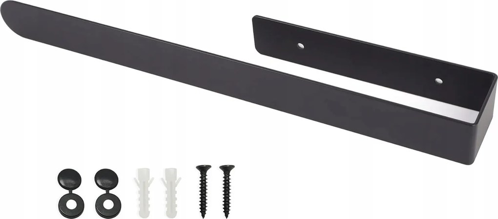 Törölközőtartó 37 cm öntapadós fém fekete fúrás nélkül Sypen