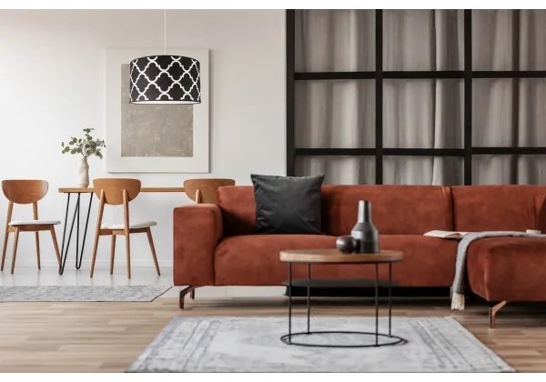 Duolla - Csillár zsinóron MAROKO 1xE27/40W/230V átm. 45 cm fekete/fehér