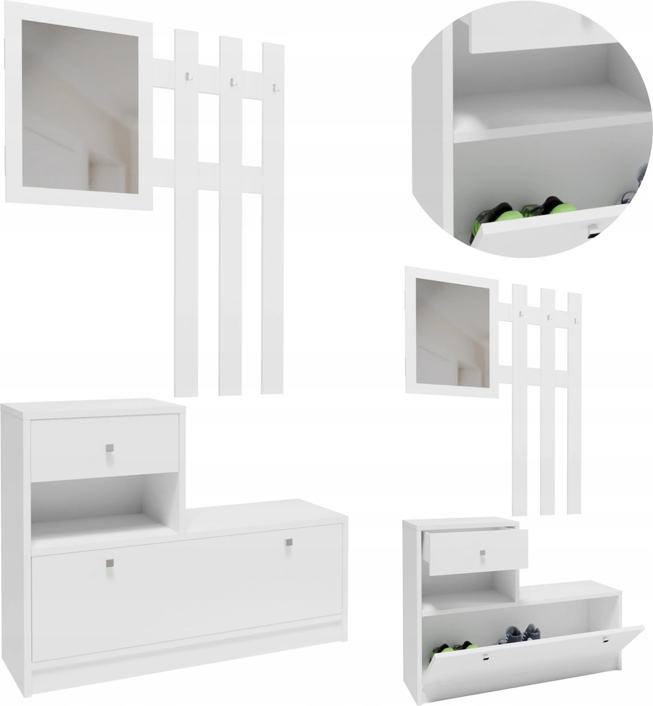 Előszoba bútor szett gardróbszekrény cipősszekrény akasztó tükör komód