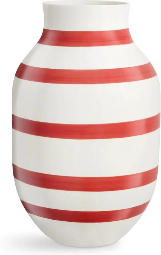 Omaggio fehér-piros csíkos kerámia váza, magasság 31 cm - Kähler Design