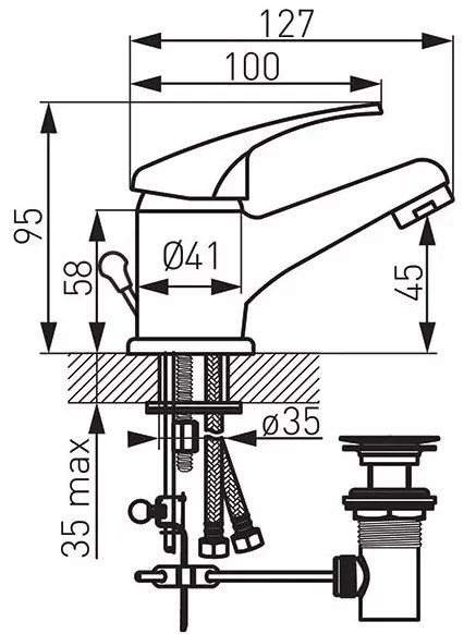 Ferro BASIC Álló mosdó csaptelep - automata leeresztővel