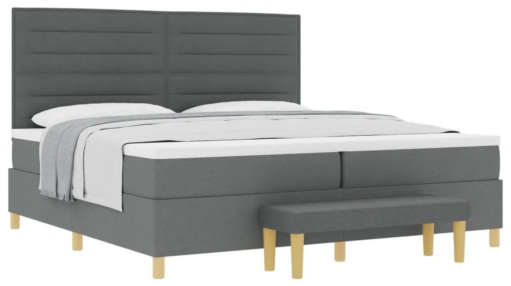 Boxspring Ágy Matrac &amp; Padló Szürke 200x200 cm Szövet