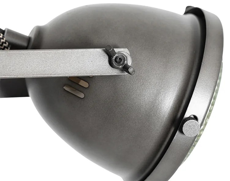 Ipari állólámpa acélból és fából 2-lámpás - Emado