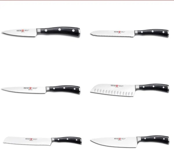 Wüsthof CLASSIC IKON 7 részes konyhai késkészlet állvánnyal, jasan/fekete