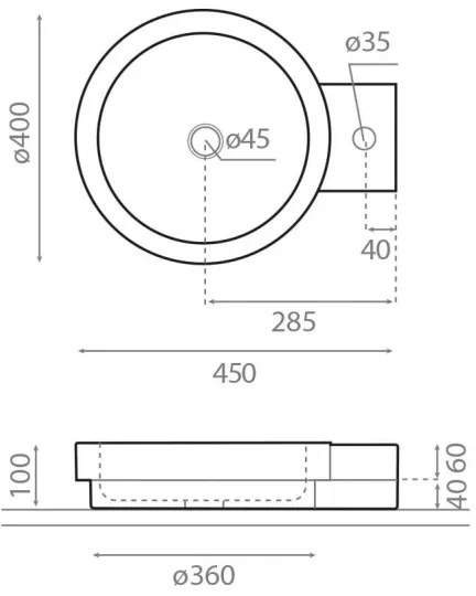 Bathco 00338 - ICONO pultfölé szerelhető mosdó 40x45 cm kő/bézs