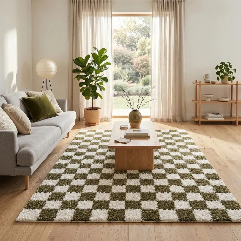 Sötétzöld-krémszínű szőnyeg 160x230 cm Grida – ESTE