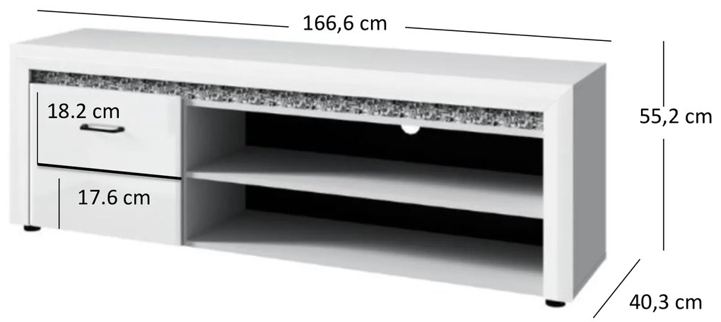 TV asztal Wanetta (fényes fehér). 1053377
