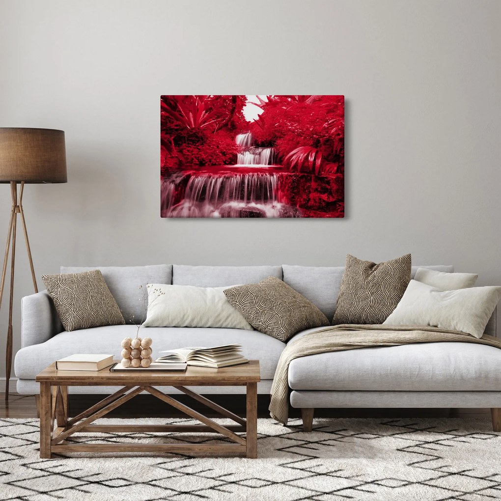 Kép - Indonéziai vízesések piros színben (90x60 cm)