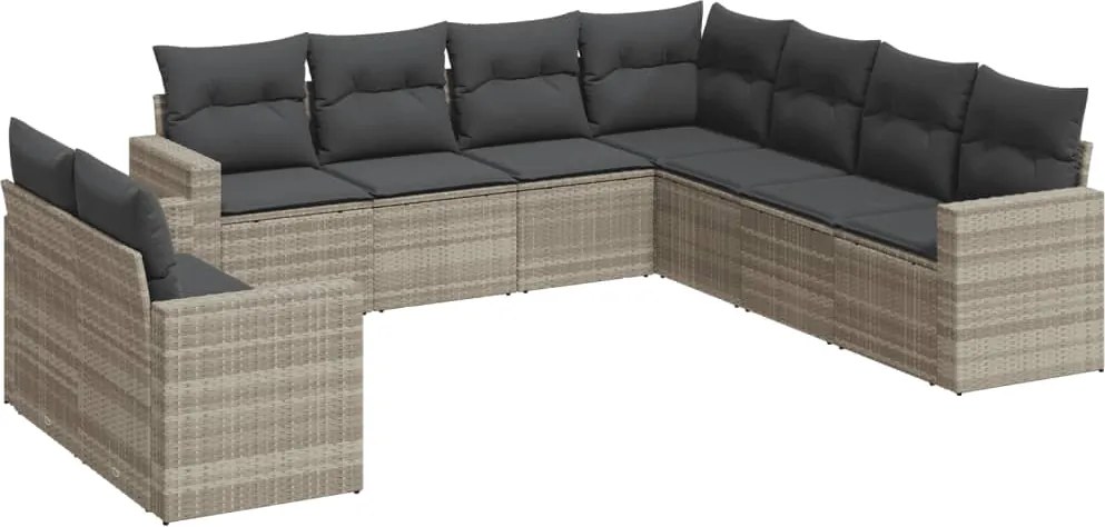 vidaXL 9 részes világosszürke polyrattan kerti ülőgarnitúra párnával