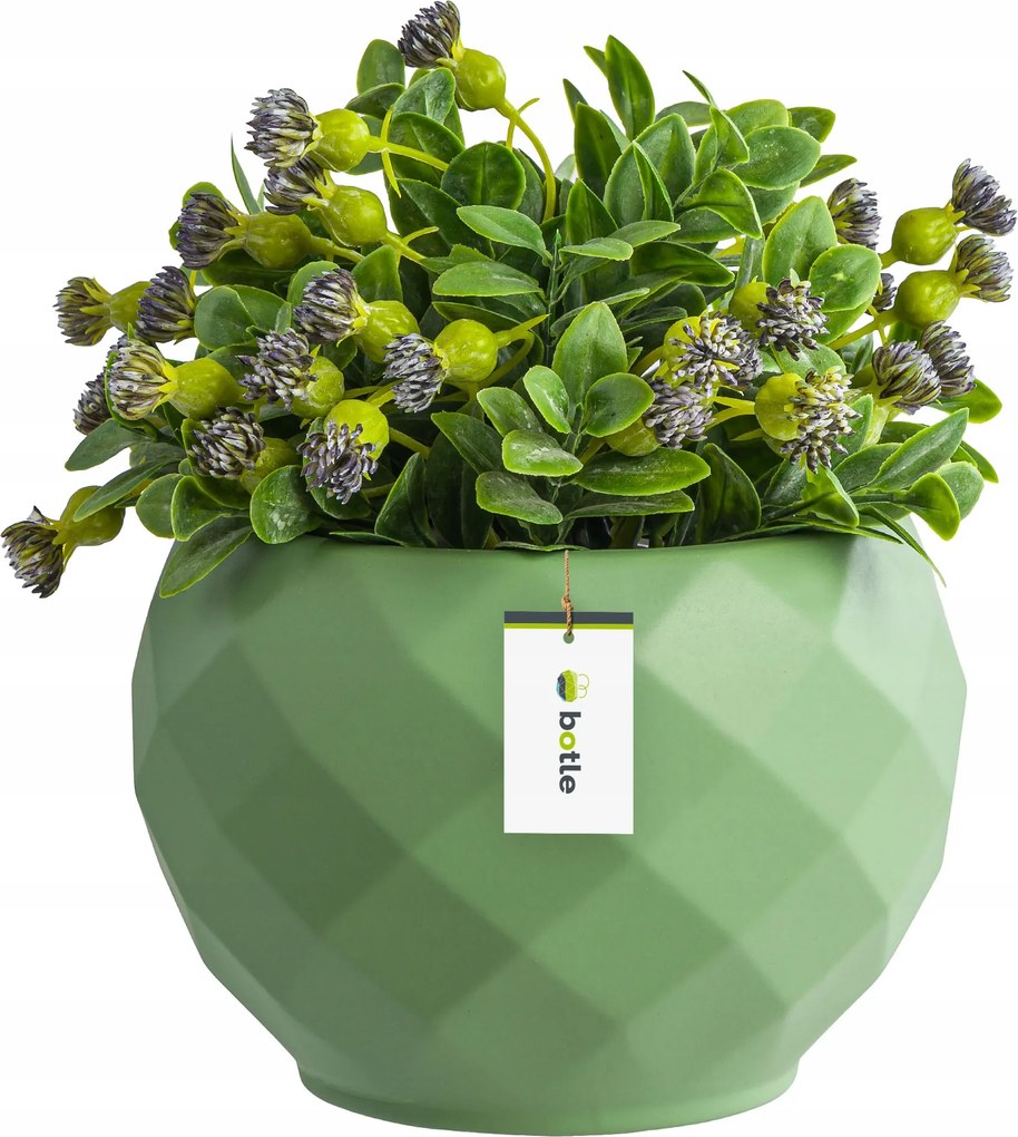 Virágcserép kerámia fedél zöld színben 13,5 cm H12,5 cm matt