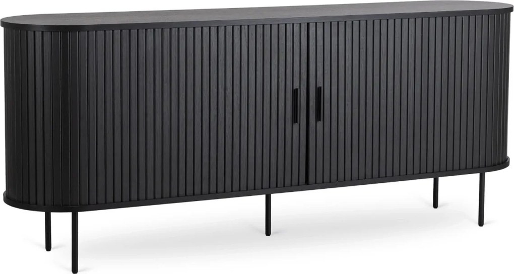 Kétajtós, tolóajtós komód 180 cm méretben, fekete színben TRISH