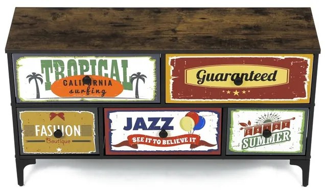 Többszínű MDF Komód 103×30×56 cm. AUK-W2103 BK