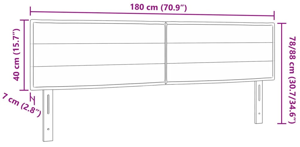 LED ágytámla LED -es lámpákkal Krém 180 cm Poliészter