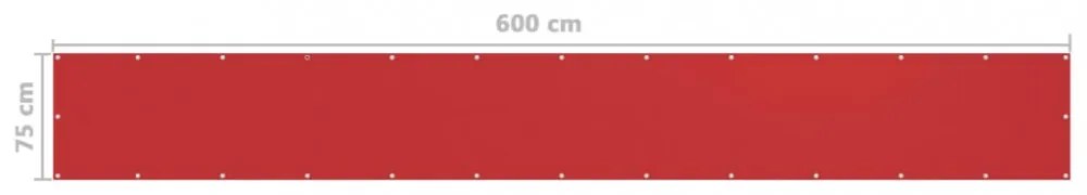 piros HDPE erkélytakaró 75 x 600 cm