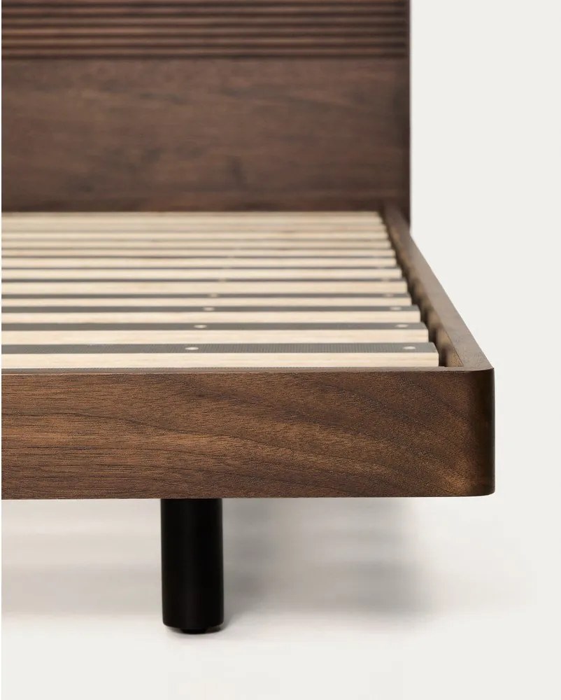 Barna nyírfa franciaágy ágyráccsal 160x200 cm Norlen – Kave Home