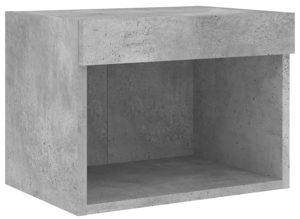 8 darab betonszürke szerelt fa fali TV-bútor LED-del