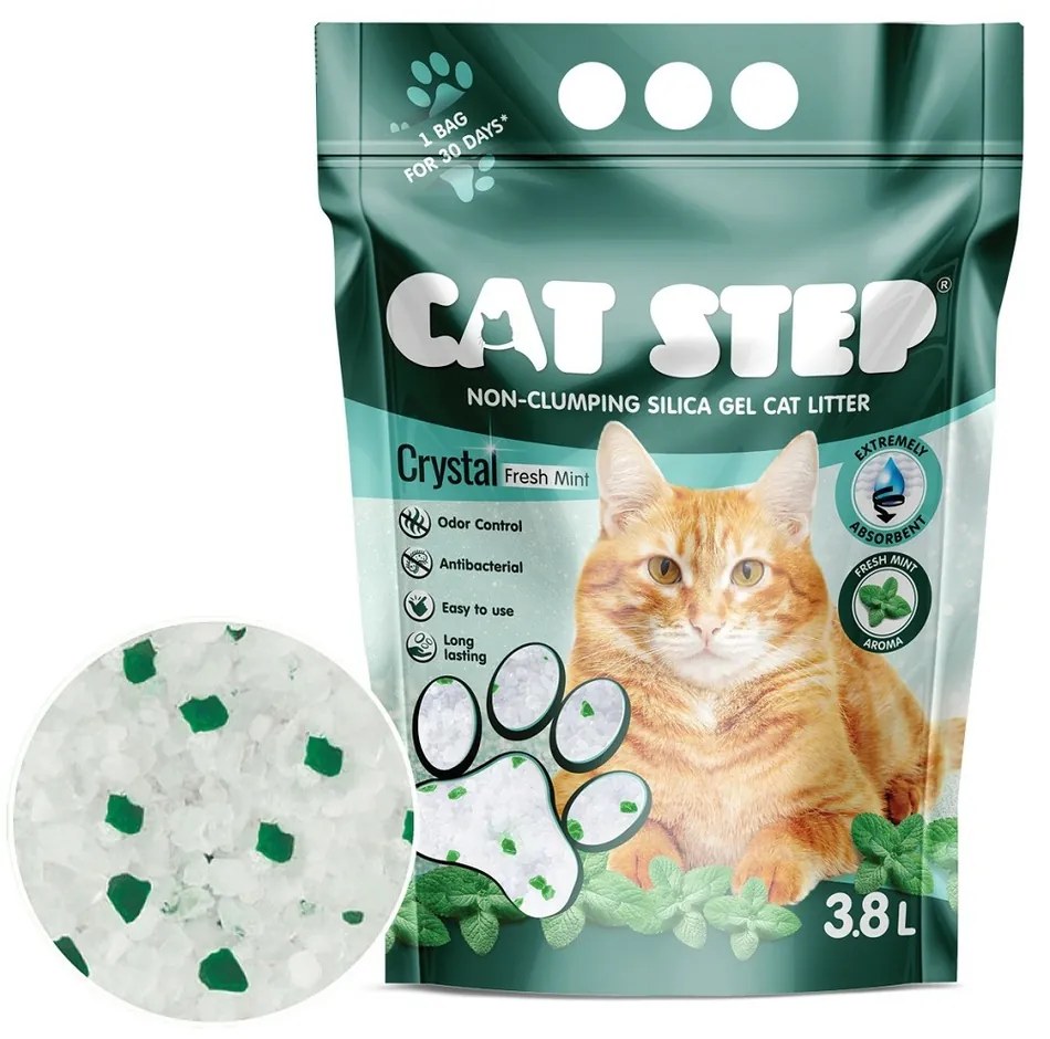 Cat Step szilikagél macskaalom Crystal Fresh Ment 1,67 kg, 3,8 l