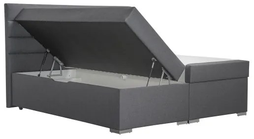 NEW BOLERO 180x200 cm kárpitozott ágy tárolóval és topperes matracokkal, szürke