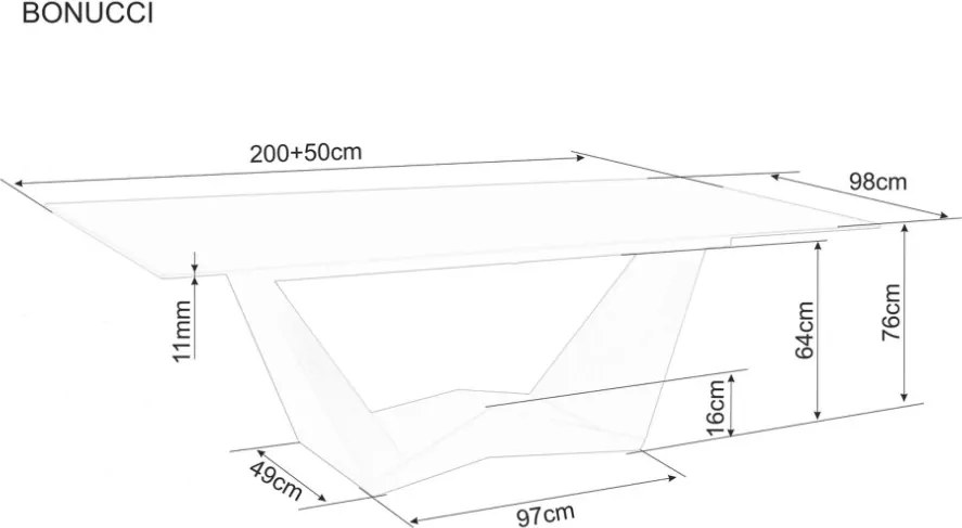 Bonucci bővíthető étkezőasztal 200-250cm fekete/dió