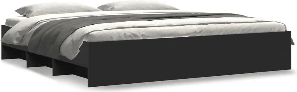 vidaXL fekete szerelt fa ágykeret matrac nélkül 180 x 200 cm