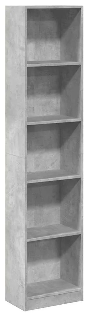 betonszürke szerelt fa könyvespolc 40 x 24 x 176 cm