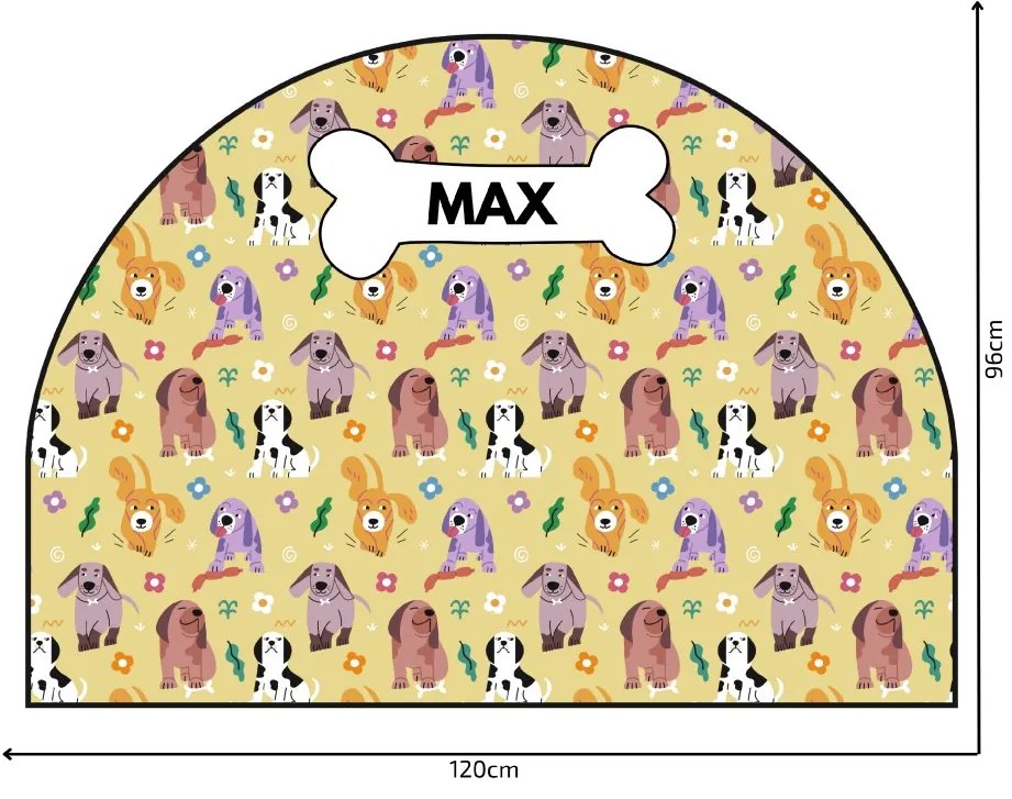 PIPPER. Védő textil falmatrica – Ív – Színes kutyák Méret: 83x60cm, Indíték: név nélkül
