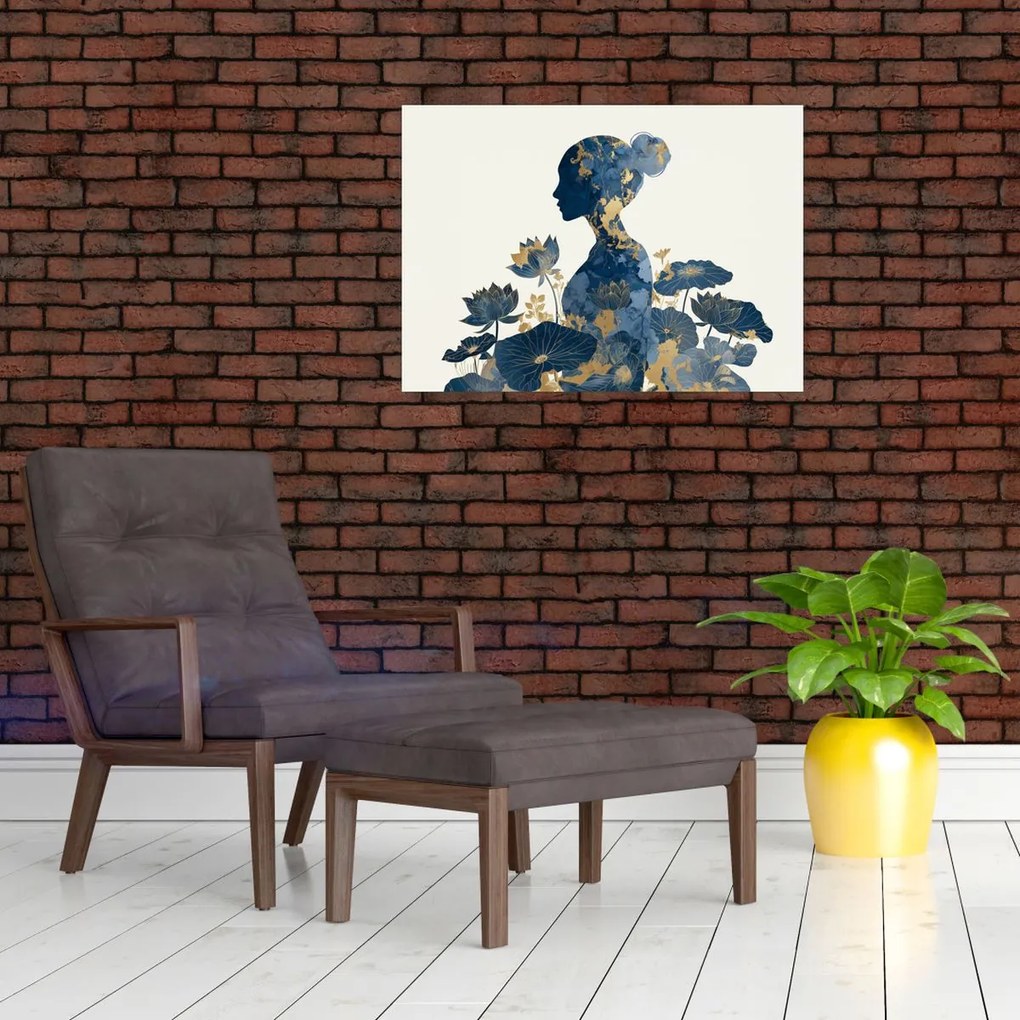 Üveg kép - Márvány női profil (70x50 cm)