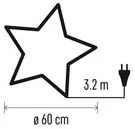 LED papírcsillag, függeszthető, arany csillámporos a szélein, fehér, 60 cm, beltéri