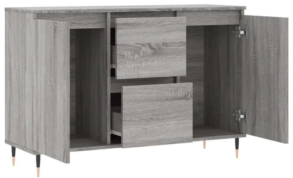 szürke sonoma színű szerelt fa tálalószekrény 101,5 x 35 x 70 cm