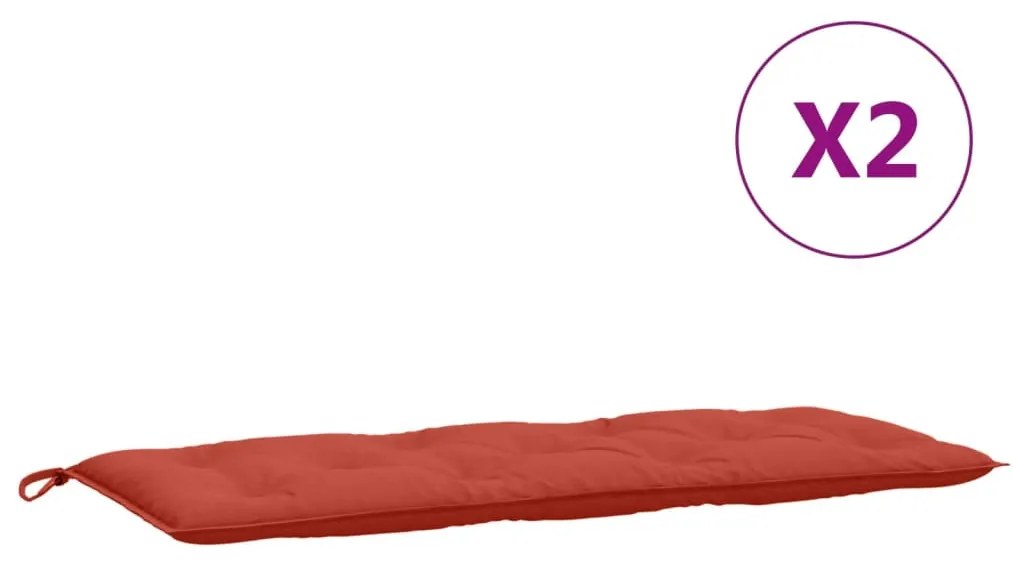 2 db melange piros szövet kerti padpárna 120 x 50 x 7 cm