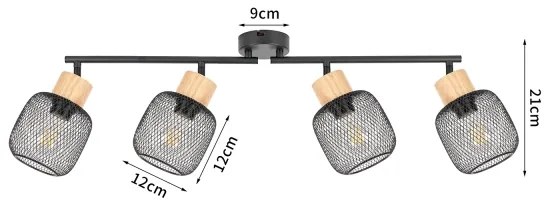 Brilagi - Spotlámpa BASKLITE 4xE27/15W/230V kaucsukfa/fekete