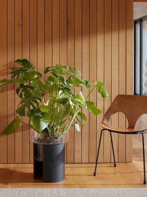 LSA International Terrazza virágcserép, h 45 cm, Ø37 cm, átlátszó/fekete - LSA nemzetközi
