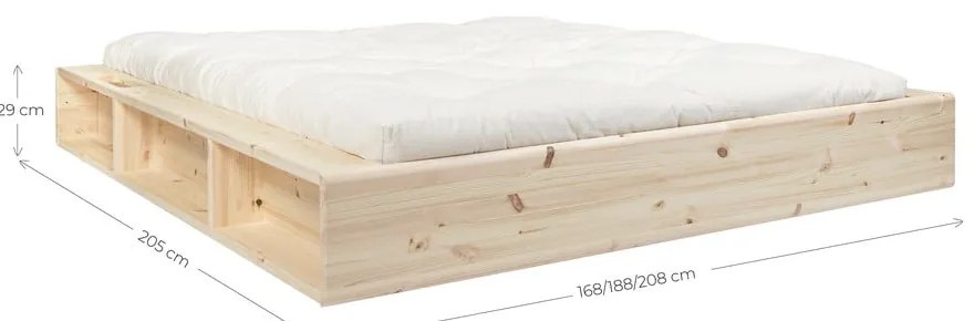 Ziggy fekete kétszemélyes tömörfa ágy tárolóhellyel, 140 x 200 cm - Karup Design