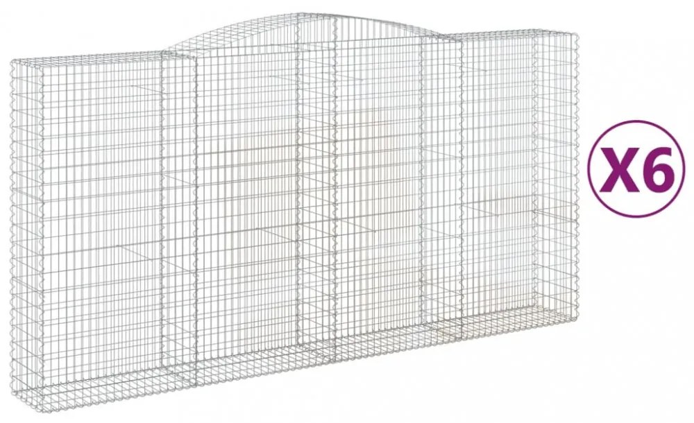 vidaXL 6 db íves horganyzott vas gabion kosár 400x50x200/220 cm