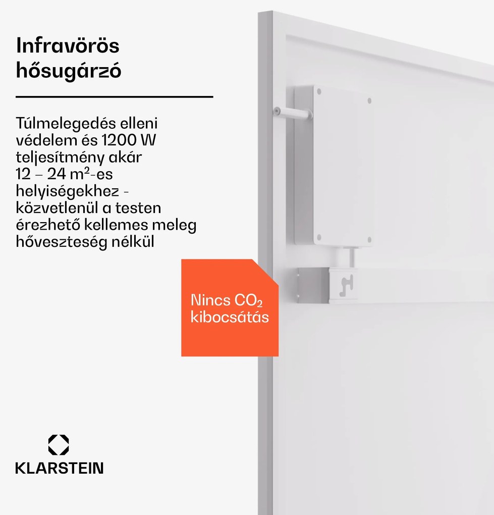 Klarstein Wonderwall Smart Bornholm, infravörös hősugárzó, 60 x 120 cm, 1200 W, applikáció