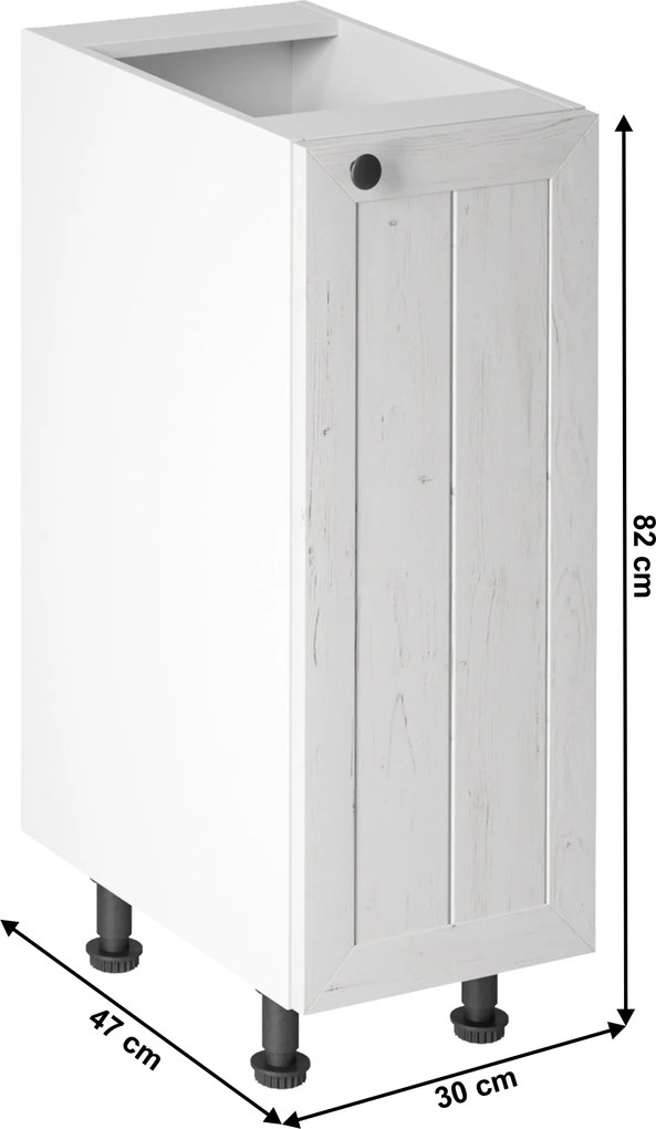 alsószekrény D30, jobbos, fehér/sosna andersen, PROVANCE